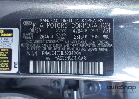 2020 Kia Cadenza Limited z USA, uszkodzony, nr VIN KNALC4J11L5234204